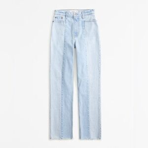 Hollister Ultra High-Rise Dad Jean Two Tone Blue 25 baggy straight boot